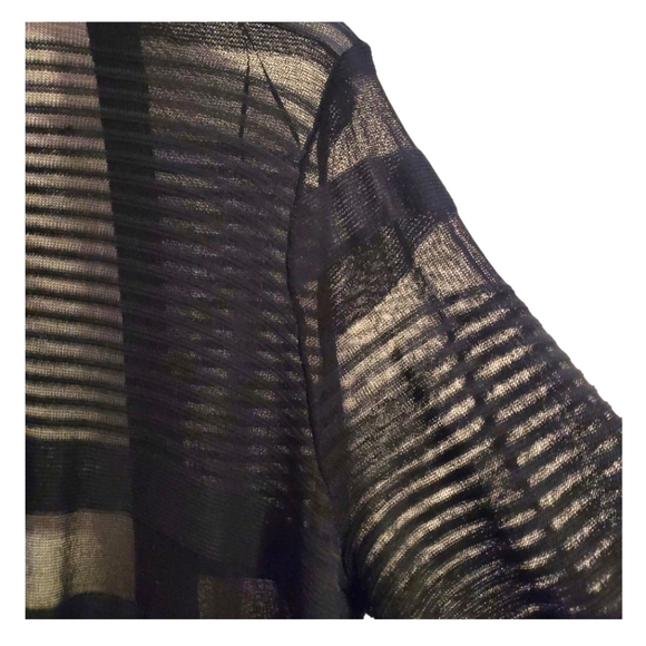Woman's Sheer Stripe Black Cardigan by Joseph A - Picture 5 of 8